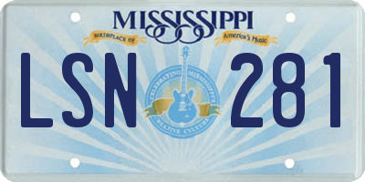 MS license plate LSN281