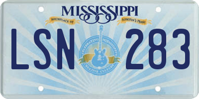 MS license plate LSN283