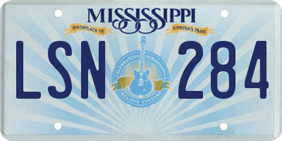 MS license plate LSN284