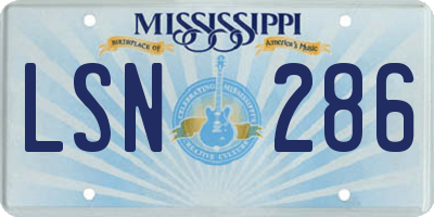 MS license plate LSN286