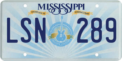 MS license plate LSN289
