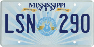 MS license plate LSN290