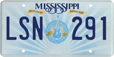 MS license plate LSN291