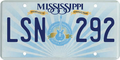 MS license plate LSN292