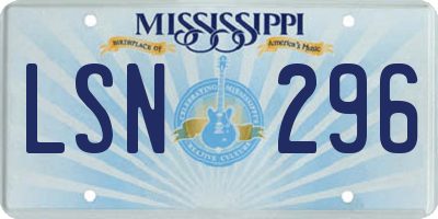 MS license plate LSN296