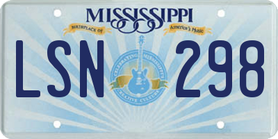 MS license plate LSN298