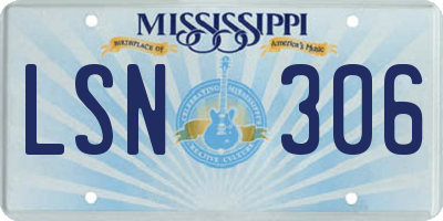 MS license plate LSN306