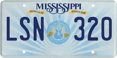 MS license plate LSN320