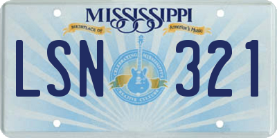 MS license plate LSN321