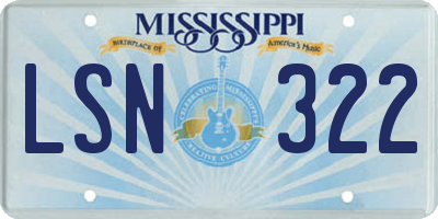 MS license plate LSN322