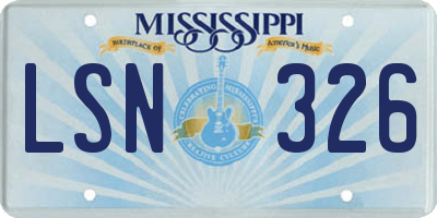 MS license plate LSN326