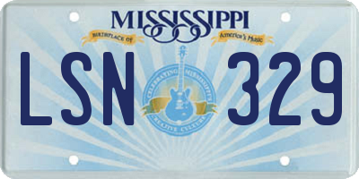 MS license plate LSN329