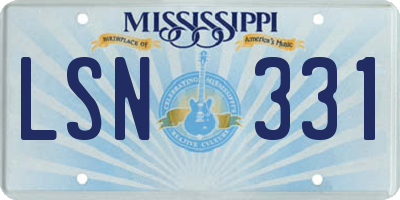 MS license plate LSN331