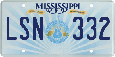 MS license plate LSN332