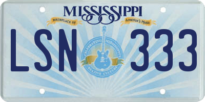 MS license plate LSN333