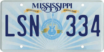 MS license plate LSN334