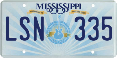 MS license plate LSN335