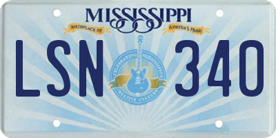 MS license plate LSN340