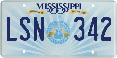 MS license plate LSN342