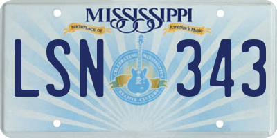 MS license plate LSN343