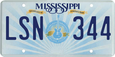 MS license plate LSN344