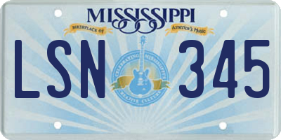 MS license plate LSN345