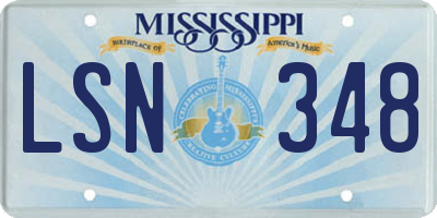 MS license plate LSN348