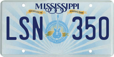 MS license plate LSN350