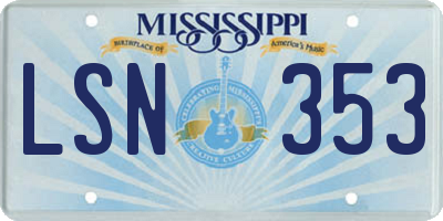 MS license plate LSN353