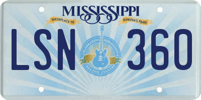 MS license plate LSN360