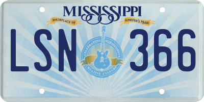 MS license plate LSN366