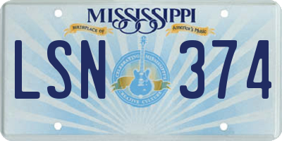 MS license plate LSN374