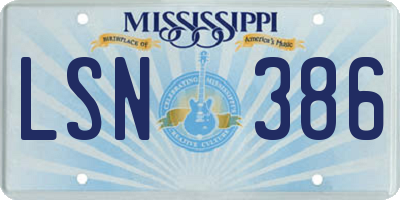 MS license plate LSN386