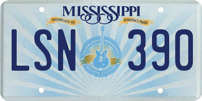 MS license plate LSN390