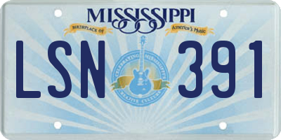 MS license plate LSN391