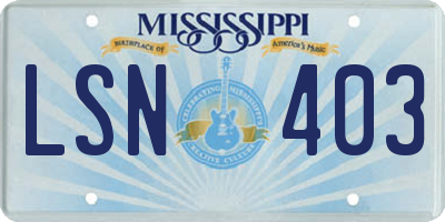 MS license plate LSN403