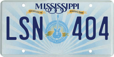 MS license plate LSN404
