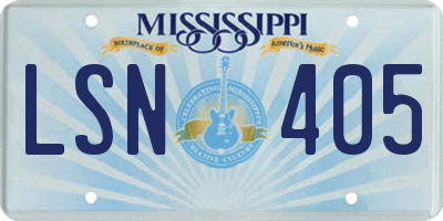 MS license plate LSN405