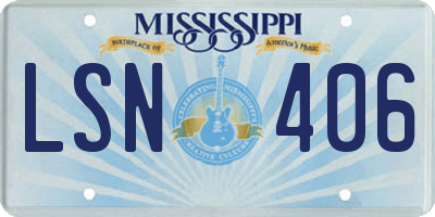 MS license plate LSN406