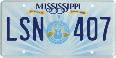 MS license plate LSN407