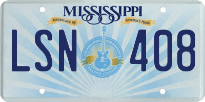 MS license plate LSN408