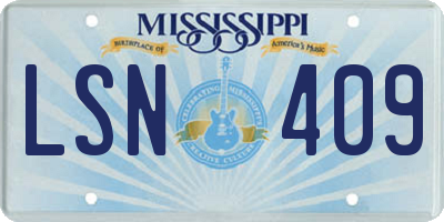 MS license plate LSN409