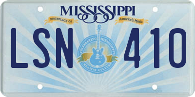 MS license plate LSN410