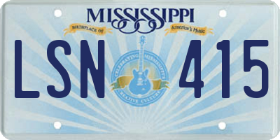 MS license plate LSN415