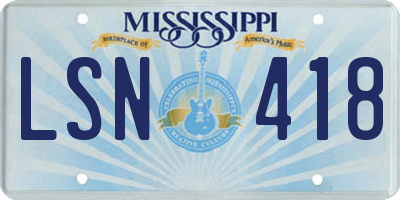 MS license plate LSN418