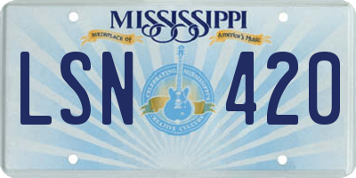 MS license plate LSN420