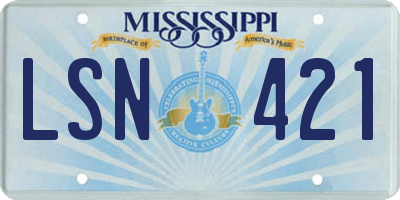 MS license plate LSN421