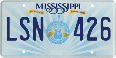 MS license plate LSN426