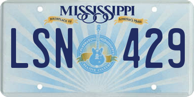 MS license plate LSN429