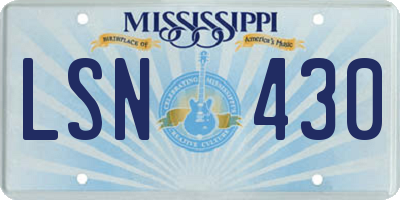 MS license plate LSN430